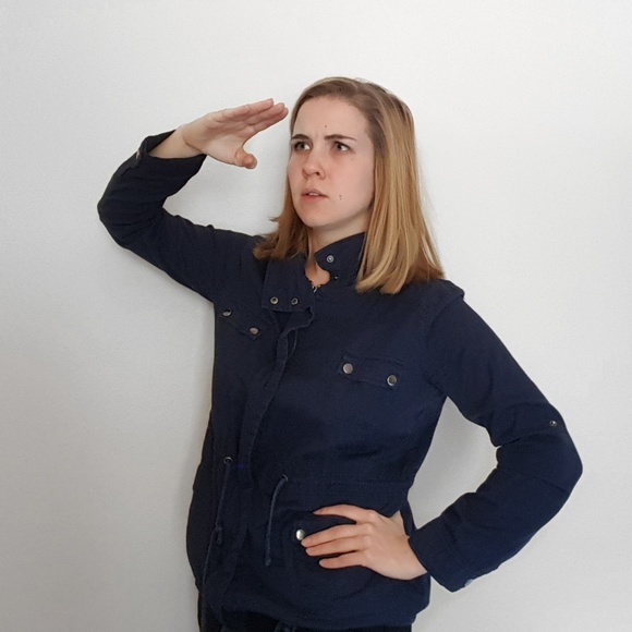 Women's Navy Blue Utility Jacket from Hoity Toity - Picture 1 of 6